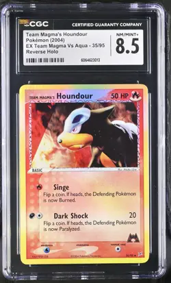 CGC 8.5 Team Magma's Houndour EX Team Magma Vs Aqua 35/95 Reverse Holo Pokemon - Image 1