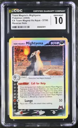 CGC 10 Team Magma's Mightyena EX Team Magma Vs Aqua 37/95 Reverse Holo Pokemon - Image 1