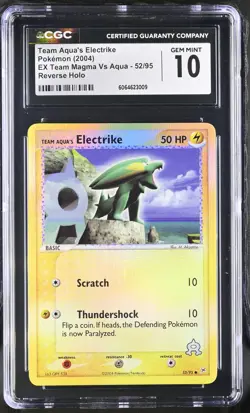 CGC 10 Team Aqua's Electrike EX Team Magma Vs Aqua 52/95 Reverse Holo Pokemon - Image 1