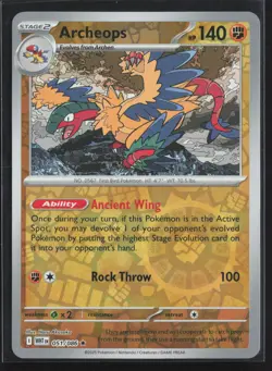 051/086 Archeops - SV White Flare Reverse Holo NM Pokemon - Image 1