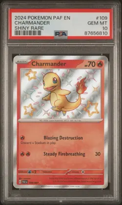 2024 Pokemon Paldean Fates Charmander Shiny Rare Holo #109 PSA 10 GEM MINT - Image 1