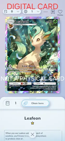 Pokemon Pocket Mobile Game Eevee Grove Set Leafeon ☆ Rare Digital Trade Card - Image 1