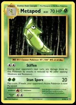 Metapod 4/108 Evolutions Uncommon NM Pokemon 2016 - Image 1