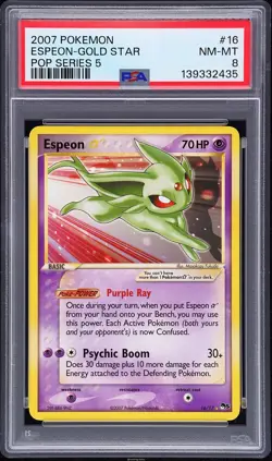 Espeon Gold Star 16 PSA 8 Pop Series 5 Pokemon - Image 1