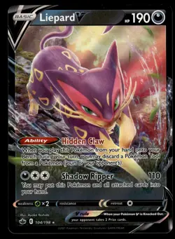 LIEPARD V - 104/198 Holo V Rare Chilling Reign Pokemon NM - Image 1