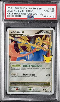 2021 POKEMON SWSH BLACK STAR PROMO CELEBRATIONS COLL ZACIAN LV.X-HOLO PSA 10 - Image 1