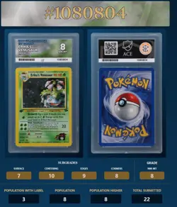Erika's Venusaur Holo 1st Edition Gym Challenge Graded Pokemon Card - ACE 8 - Image 2