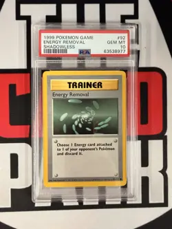 1999 POKEMON BASE SET SHADOWLESS #92 ENERGY REMOVAL PSA 10 - Image 1