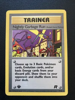 Nightly Garbage Run 77/82 1st Edition Unommon Team Rocket Pokemon Card TCG LP - Image 1