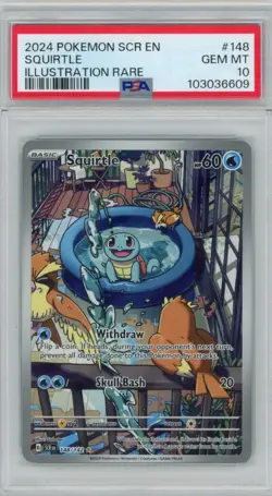 2024 Pokemon Stellar Crown Squirtle 148/142 Illustration Rare PSA 10 - Image 1