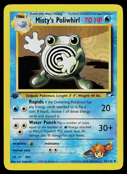 Pokemon Card - Misty's Poliwhirl 1st Edition Gym Heroes 53/132 Uncommon - Image 1