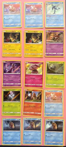 LOT Of 15 Pokemon Holo Cards from Sun & Moon Detective Pikachu Set SM190 - Image 1