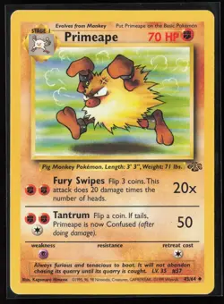 Primeape 43/64 Uncommon Jungle WOTC Vintage Pokemon MP - Image 1