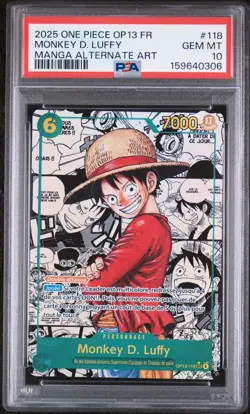 PSA 10 Monkey D. Luffy OP13-118 MANGA One Piece Card Game Francais (POP 10) - Image 1