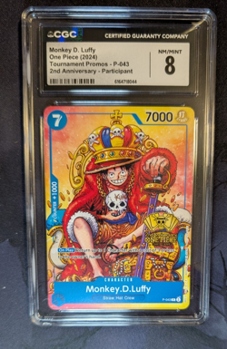 CGC 8 - 2024 One Piece Tournament Promos Monkey.D.Luffy 2nd Anniversary P-043 - Image 1