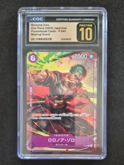 2023 One Piece, Roronoa Zoro, CGC 10 Pristine, P-045 Promo, Meet-Up Event - Image 1