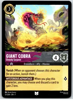 #57 Giant Cobra - Ghostly Serpent - Uncommon Disney Lorcana Archazia's Island - Image 1