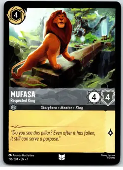 #196 Mufasa - Respected King - Uncommon - Steel Disney Lorcana Archazia's Island - Image 1