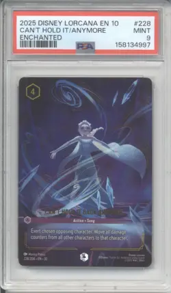 2025 DISNEY LORCANA EN 10-ENCHANTED #228 CAN'T HOLD IT BACK ANYMORE PSA 9 - Image 1
