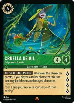 Cruella De Vil-Judgmental Traveler 92/204 Non-Foil Wilds Unknown Disney Lorcana - Image 1