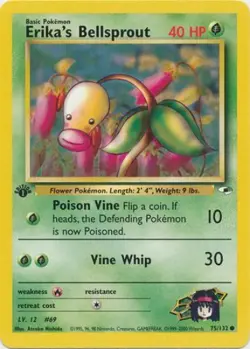 Pokemon Card - Gym Heroes 75/132 - ERIKA'S BELLSPROUT (common) *1st Edition* NM - Image 1
