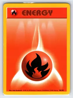 Fire Energy 98/102 1999 Base Set Unlimited Pokemon Card Basic Energy WOTC - Lp - Image 1