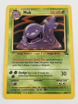 Muk 28/62 1999 Fossil Set Pokemon Card Vintage WOTC Non Holo Rare - Bent Center - Image 1