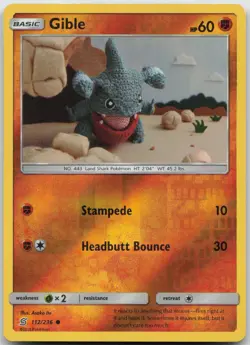 Pokemon Gible Common Reverse Holo 112/236 Unified Minds LP Ito - Image 1