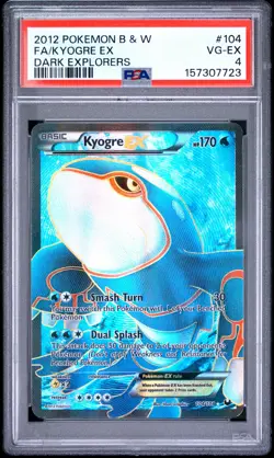 Pokemon Kyogre EX Dark Explorers Full Art 104/108 PSA 4 - Image 1