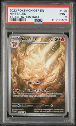2023 POKEMON OBF EN-OBSIDIAN FLAMES ILLUSTRATION RARE #199 NINETALES PSA 9 - Image 1