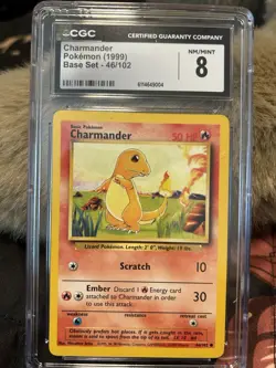 Pokemon Charmander Base Set 046/102 Near Mint Condition 1999 Grade 8 - Image 3