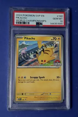 2024 Pokemon SVP EN Pikachu World Championships #190 PSA 10 GEM MT - Image 1