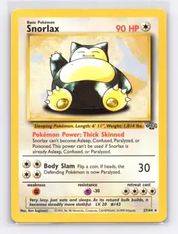 Snorlax 27/64 Rare Jungle Pokemon Unlimited Moderately Played - Image 1