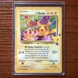 Pokemon TCG Birthday Pikachu (______'s Pikachu) Wotc Promo Holo 24/53 50 HP - Image 1