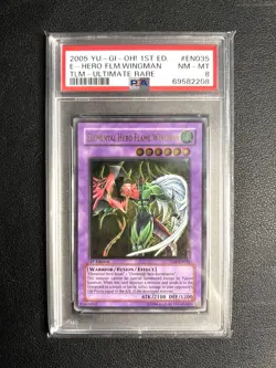 Yu-Gi-Oh! TLM-EN035 Elemental Hero Flame Wingman Ultimate Rare PSA 8 Silver Eye - Image 1