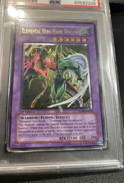 Yu-Gi-Oh! TLM-EN035 Elemental Hero Flame Wingman Ultimate Rare PSA 8 Silver Eye - Image 3