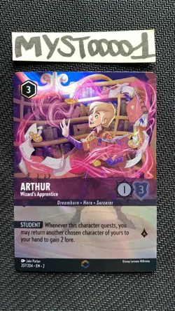 Carte Lorcana Disney TCG Arthur 207/204 Enchanted Anglaise Excellent - Image 1