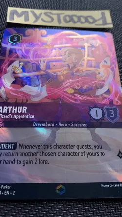 Carte Lorcana Disney TCG Arthur 207/204 Enchanted Anglaise Excellent - Image 3