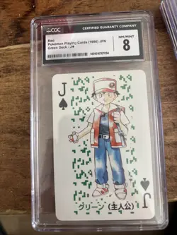 1996 POKEMON GREEN VERSION PLAYING CARDS JACK OF SPADES RED - Image 1