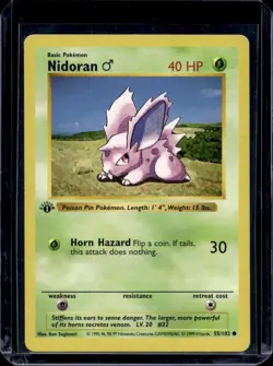 Pokemon Cards Nidoran M 55/102 1st Edition Base Set Shadowless Common - Image 1