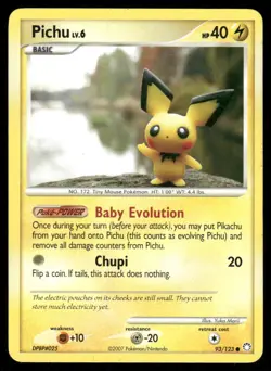 Pokemon Cards Pichu 93/123 Mysterious Treasures Common LP - Image 1