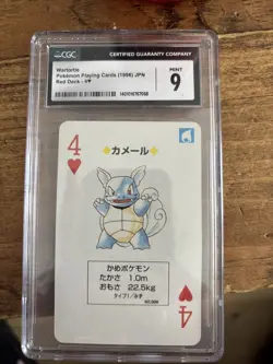 1996 POKEMON RED VERSION PLAYING CARDS #008 WARTORTLE 4 OF HEARTS - Image 1