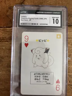 1996 Clefairy 9 of Hearts Pokemon Red Charizard Playing Card Japan Original - Image 1