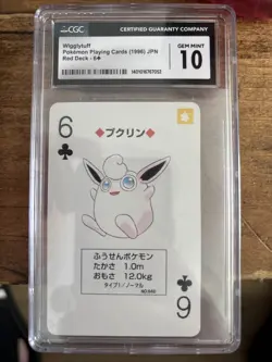 Wigglytuff Pokemon Playing Poker Card 1996 Red Deck CGC 10 GEM MINT - Image 1