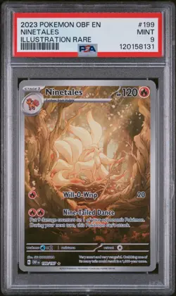 2023 POKEMON OBF EN-OBSIDIAN FLAMES ILLUSTRATION RARE #199 NINETALES PSA 9 - Image 1