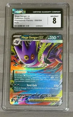 Pokemon Mega Gengar ex 056/094 Me02 Phantasmal Flames Holo CGC 8 English - Image 1
