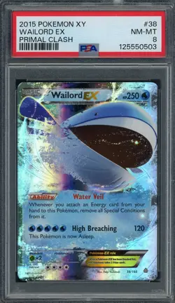 PSA 8 Wailord EX (Missing Ink Layer Error) 38/160 Holo Pokemon Card B5 - Image 1