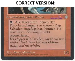 Bone Shaman German Mtg MISPRINT. Black and white inks don't match - Image 4