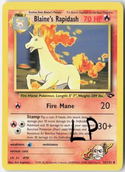 Blaine's Rapidash 33/132 Uncommon Gym Challenge Pokemon Unlimited Lightly Played - Image 1