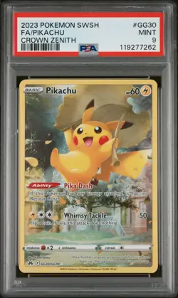 2023 POKEMON SWORD & SHIELD CROWN ZENITH #GG30 FULL ART/PIKACHU PSA 9 - Image 1